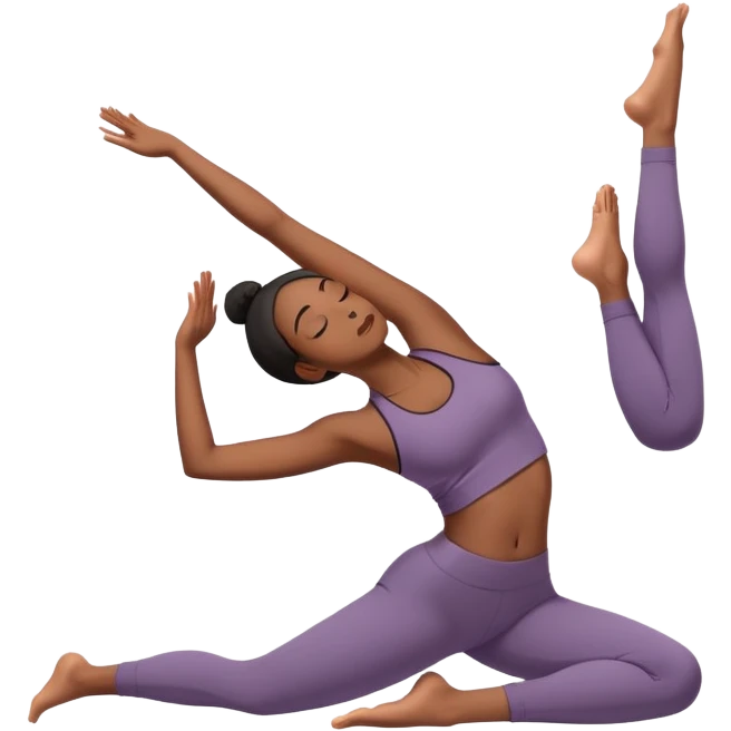 Mujer negra haciendo estiramientos de yoga emoji