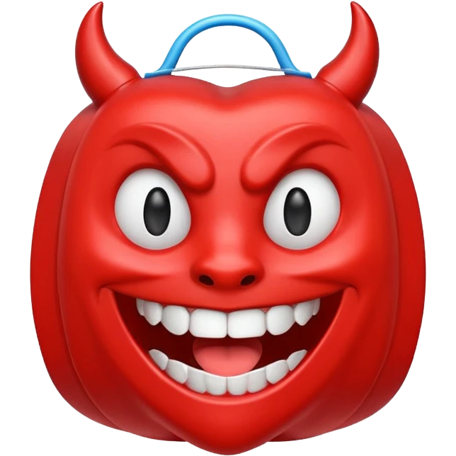 A package of dental floss with a smiling horny devil face  emoji