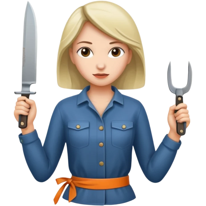 Women standing with a knife behind her back emoji