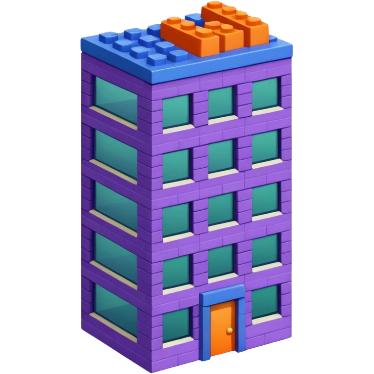 I want a 7 storey building with 7 colours. Starting with violet, indigo, blue, green, yellow, orange , red emoji