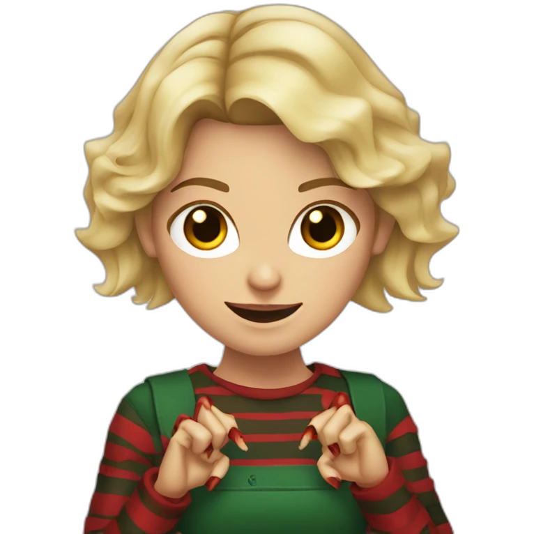 blonde girl with freddy krueger claw hands emoji