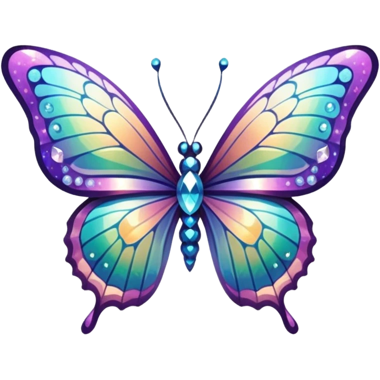 Iridescent shiny glimmering beautiful glittery bcrystal utterfly  emoji