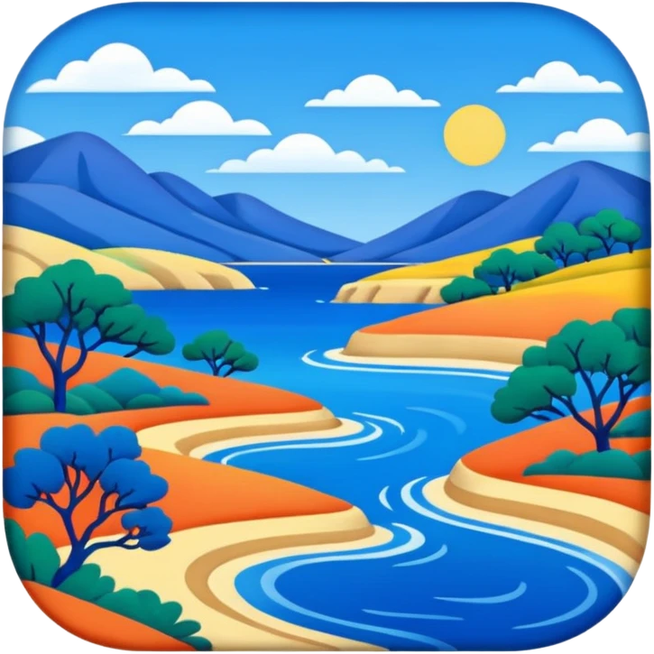 Matisse style BLUE art landscape emoji