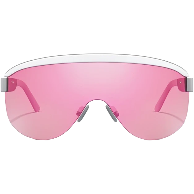 ultra minimalist frameless pink tinted shield visor sunglasses, simple clean lines emoji