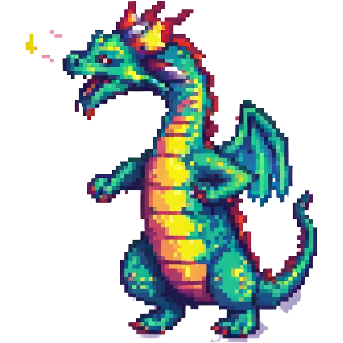 dancing dragon pixel art style emoji