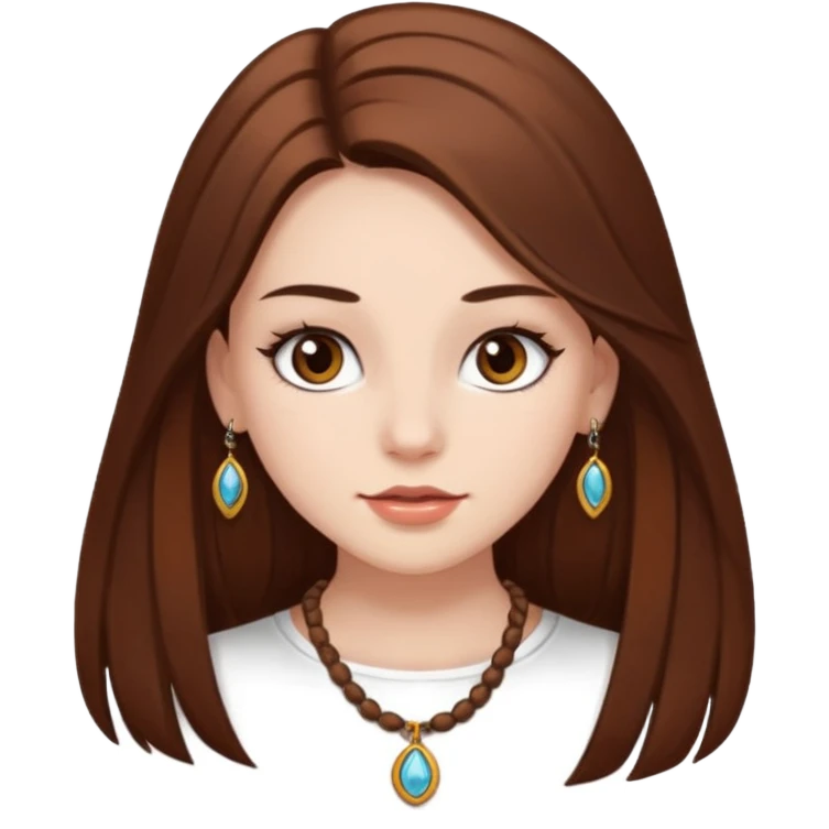 девушка с длинными коричневыми волосами, белой кожей, густыми ресницами и карими глазами с сиськами голая emoji