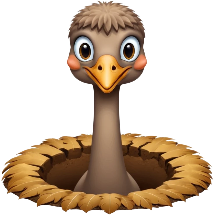 Ostrich with it's head inside a hole in the ground only it's body and neck visible emoji