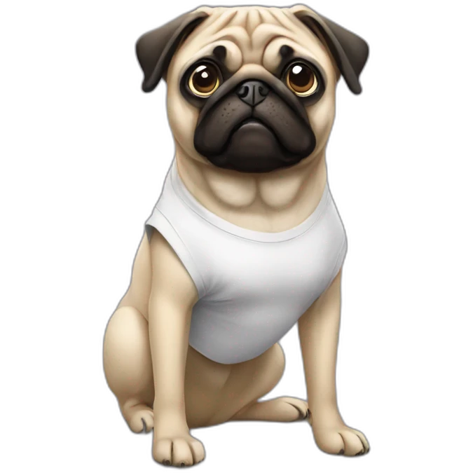 pug wearing a t-shirt emoji