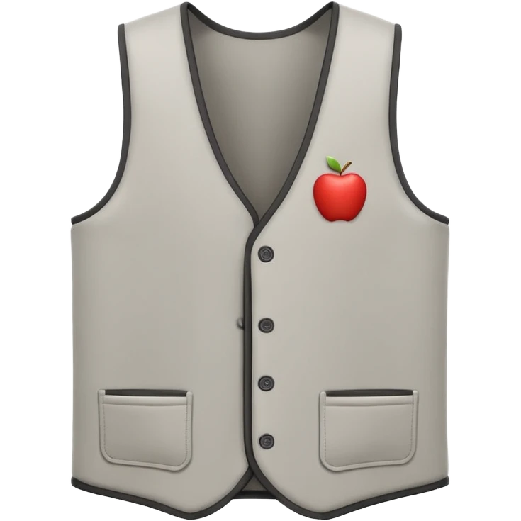 A 3D Apple-style emoji of a simple sleeveless vest (yelek), front view, minimal and clean design, soft fabric texture, neutral colors, cartoon-like and cute style emoji
