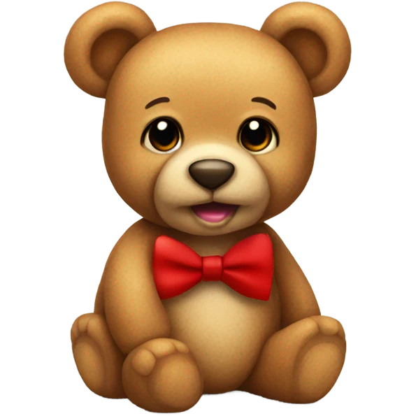 Light brown teddy bear with red bow tie  emoji