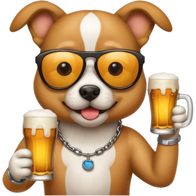 Dog with sunglasses on drinking a beer emoji