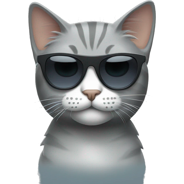 Grey lined cat with cool shades emoji