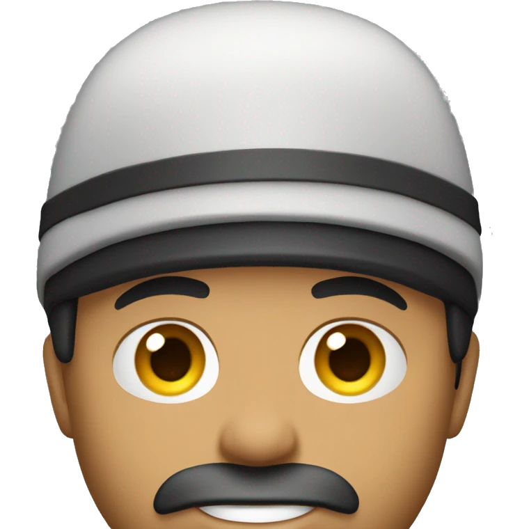 the face of a man, a guy about 23 years old with a black beard, short hair, and a cap without a visor on his head emoji