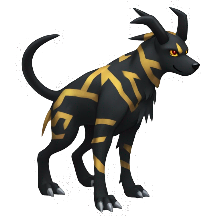 Cool Edgy Houndoom-Luxray Fakémon Digimon with Edgy markings, full body, outlined emoji