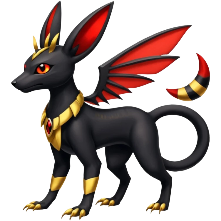Shiny 4-legged Umbreon-Anubis-Salandit-Beedrill-fusion, full body emoji