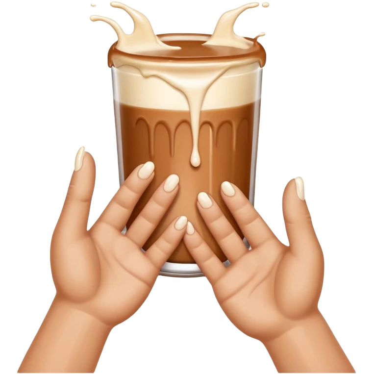 milk dripping directly off palm of brown hand with 5 fingers emoji