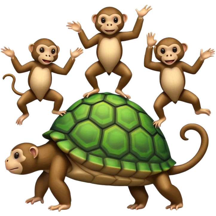 dancing monkeys on turtles emoji
