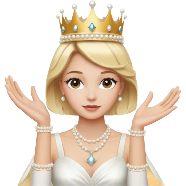 Blonde Elegant blonde princess with white gloves and pearl necklace, wearing crown.
 emoji
