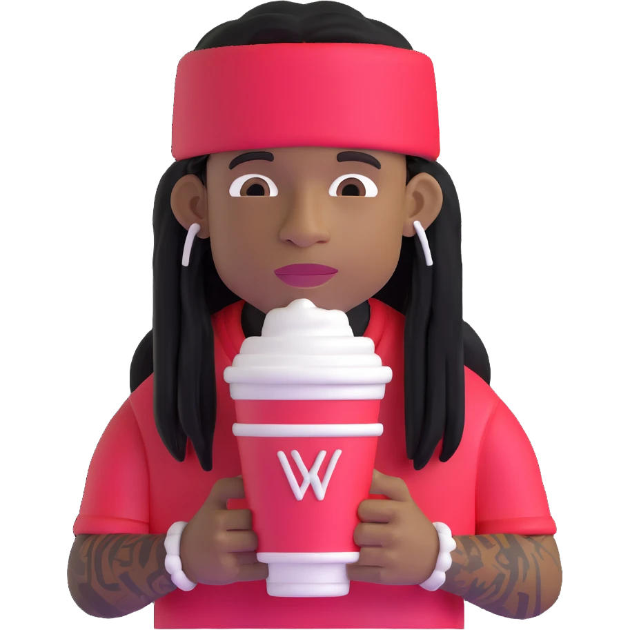 lil wayne holding a double styrofoam cup with one cup stacked inside another emoji