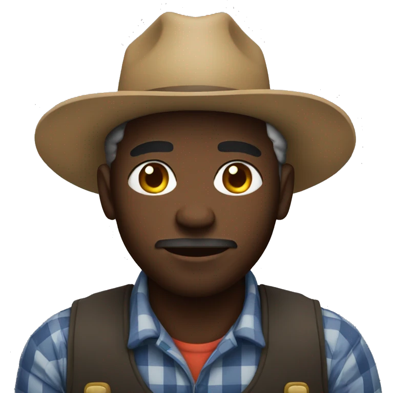 black farmer not smiling emoji
