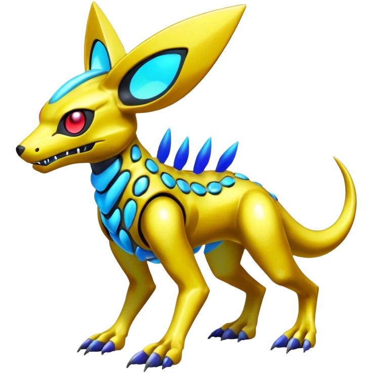  exotic colorful Protogen-Fakémon-Pokémon-Spectrobes-Digimon-Vernid-creature (full body) emoji