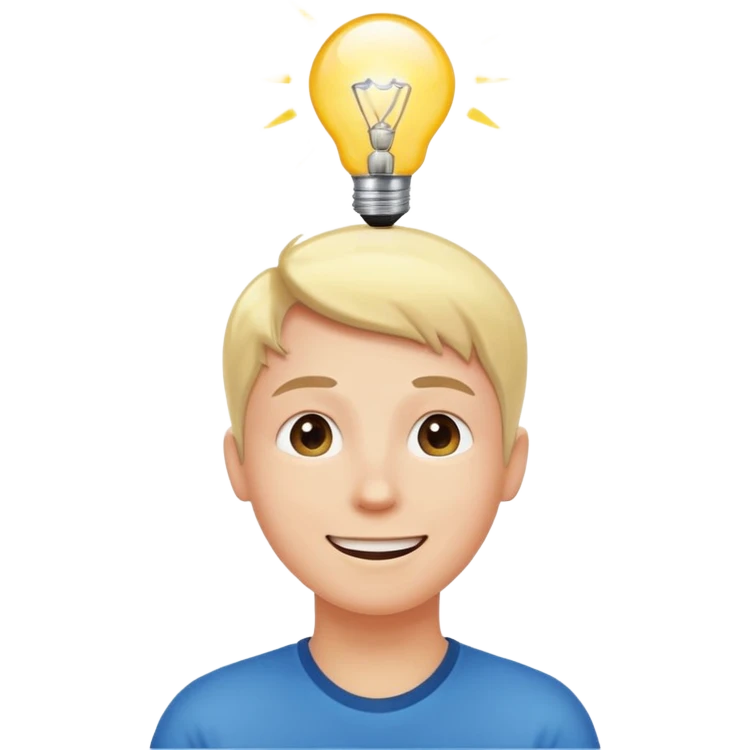 Generate a realistic emoji of someone happy figuring something out and being smart about it emoji