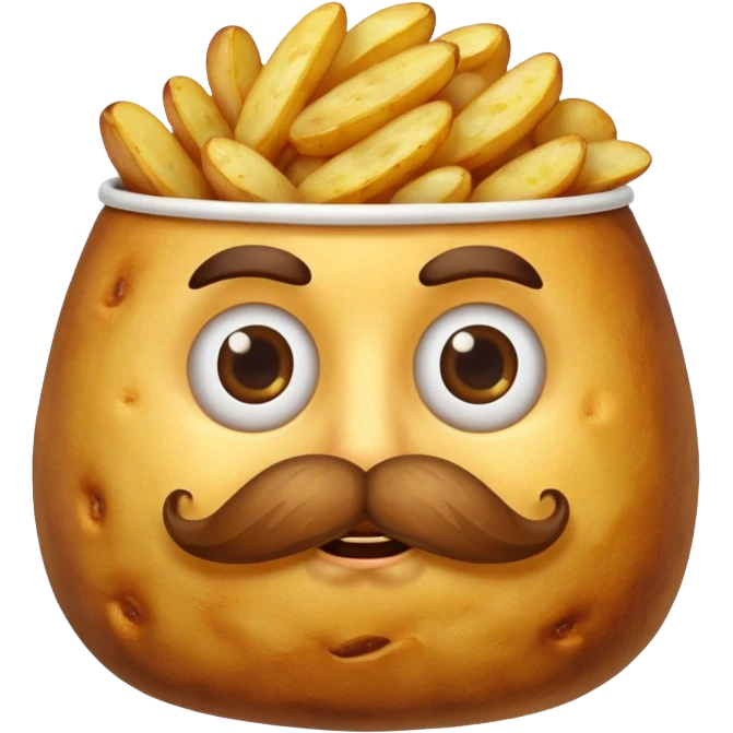 fried potato with mustache emoji
