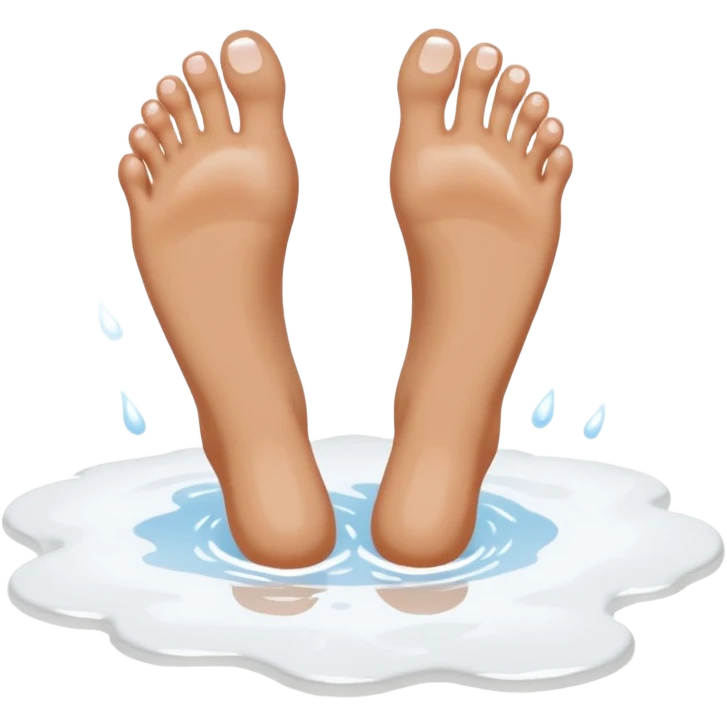 Barefeet balancing in white paint puddle emoji