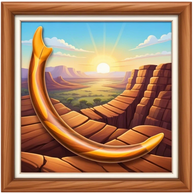 Cinematic Realistic image of a classic boomerang, rendered with detailed wood grain textures and vibrant colors, set against a sunlit outback landscape that emphasizes its iconic Australian heritage emoji
