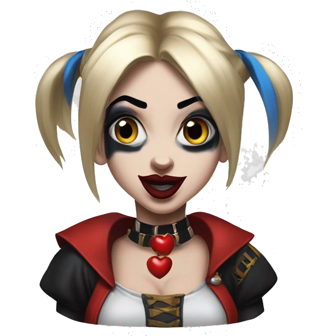 Warcraft Harley Quinn in Uncle Scrooge style, mysterious eyes, intricate lips, masterpiece pose emoji