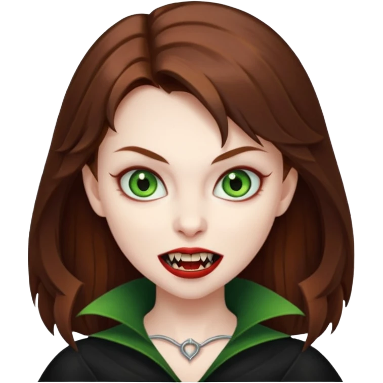 vampire girl with brown hair and green eyes emoji