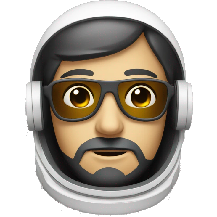 head shot posing caucasian astronaut with black beard and sun glasses emoji
