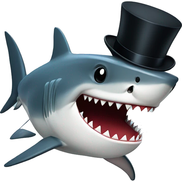 Shark with a top hat emoji