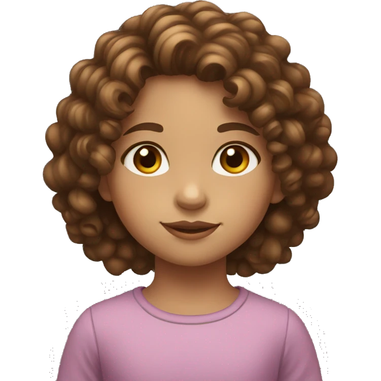 Little girl with curly brown hair and brown eyes emoji