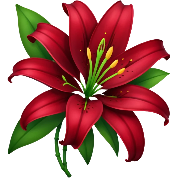 A lily flower in a dark cherry red colour with a stem emoji