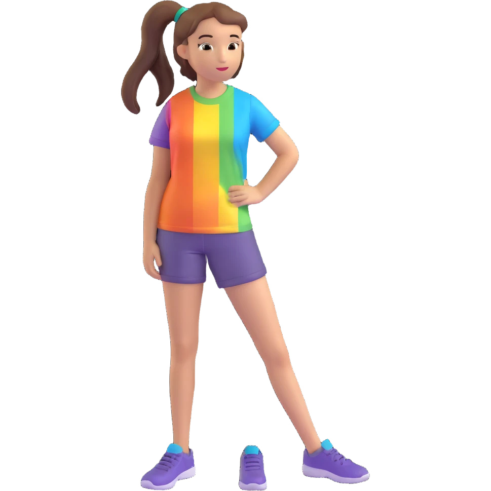 niña con coleta, con camiseta colorida emoji