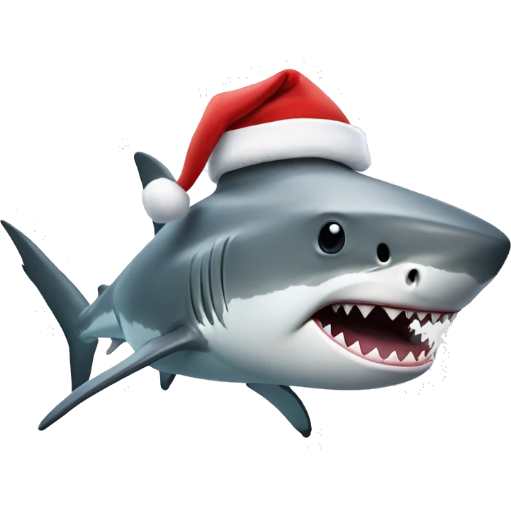 white shark with a Santa hat emoji
