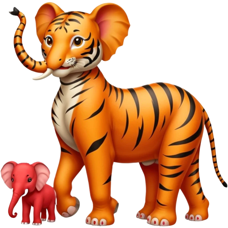 Tigre femmina a due zampe elefante con tacchi e vestiti da sera elegante rosso emoji