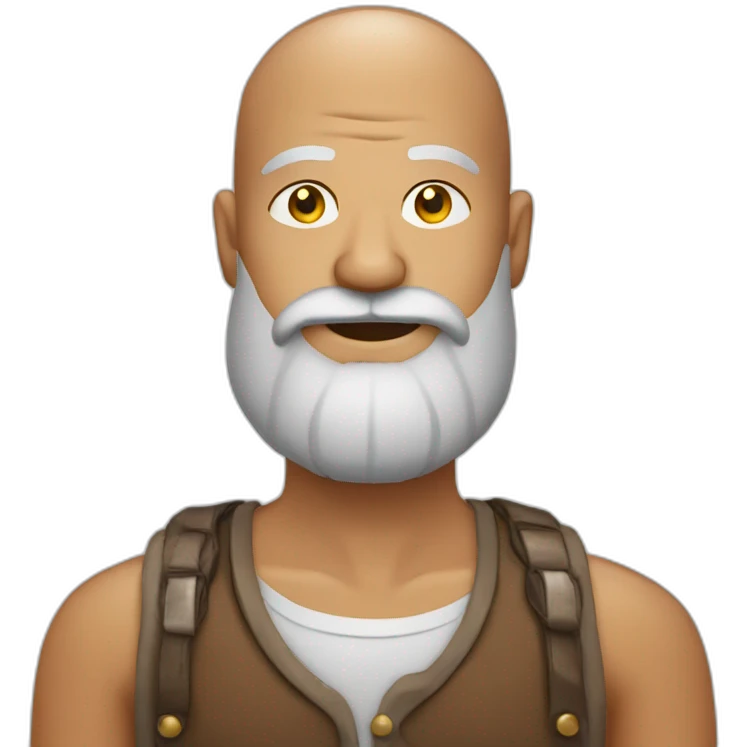 Shiny Bald man Indian with big grey beard emoji