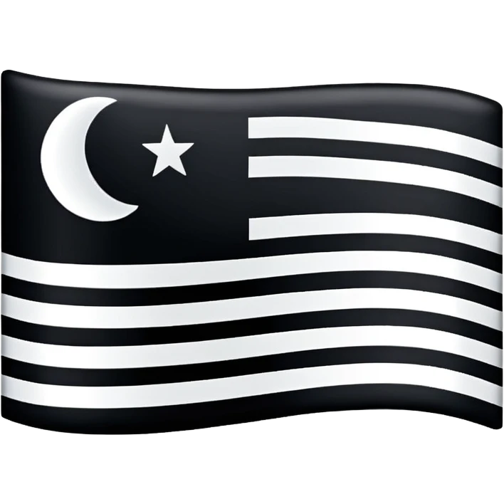 A simple flag with three black horizontal lines and three white horizontal lines, no stars and no moon emoji