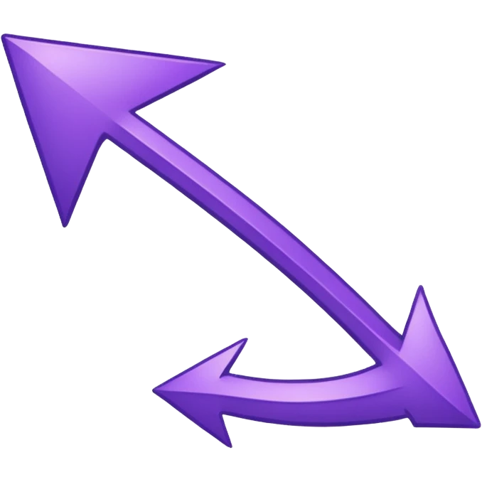 The purple arrow is hand-drawn and bends emoji