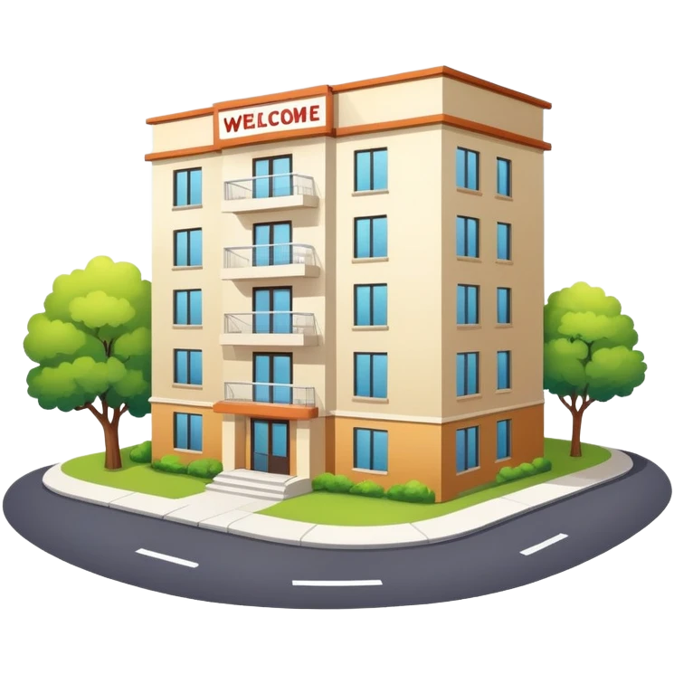 Housing apartment building with welcome sign emoji