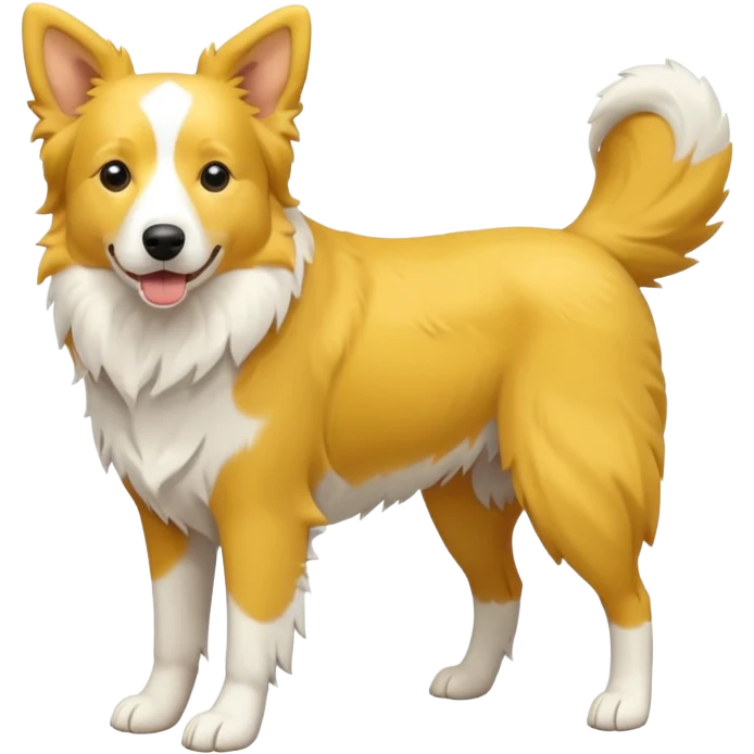 cachorro border collie amarelo e branco full body  emoji