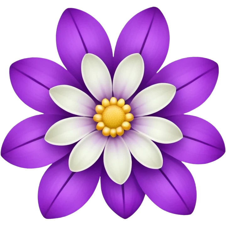White flower and a purple flower emoji