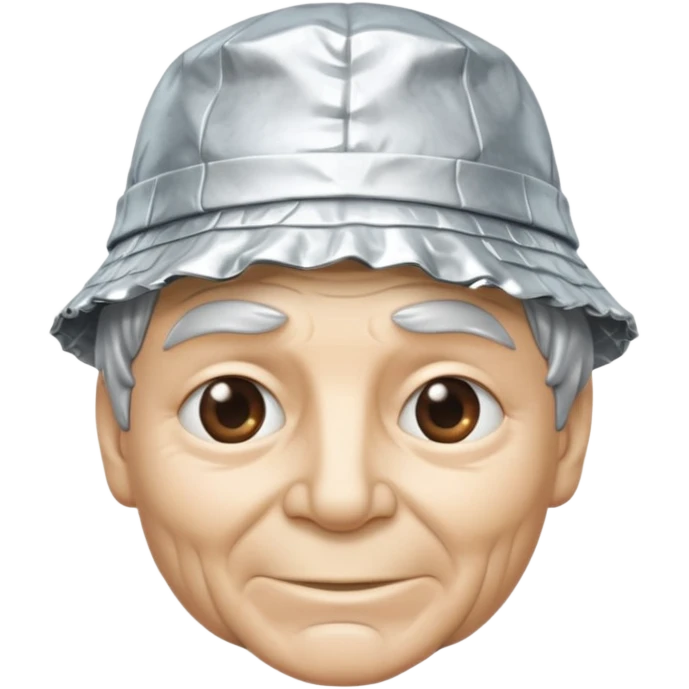 tin foil hat with smirking face emoji