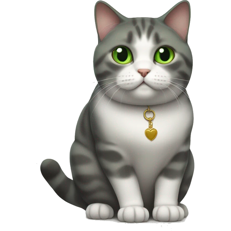 Green eyed fat British short hair cat emoji
