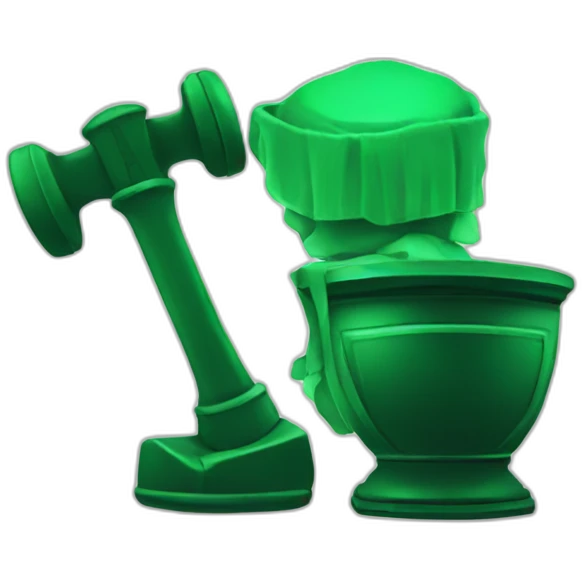 Green AI judge with hammer emoji