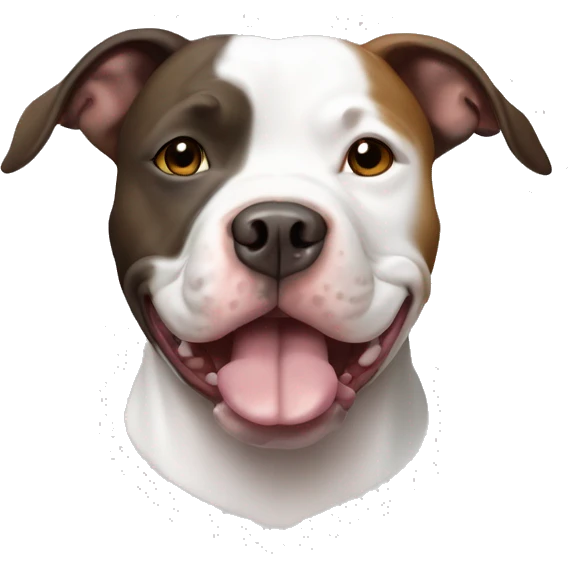 Perro pitbull blanco con una mancha marro circular en s hojo izquierdo  emoji