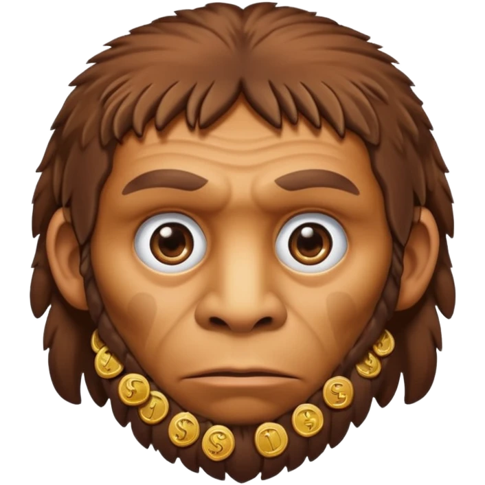 neanderthal con emojis de dolares en los ojos emoji