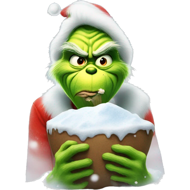 The grinch eating snow emoji
